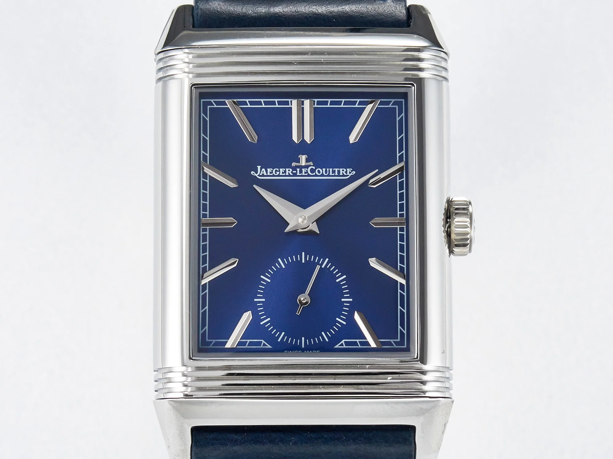 Reverso Tribute Duoface Small Seconds SS MGF Best Edition Blue Dial on Blue Leather Strap A854A