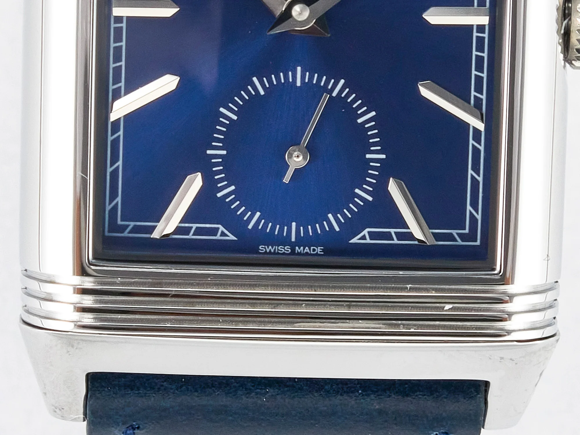 Reverso Tribute Duoface Small Seconds SS MGF Best Edition Blue Dial on Blue Leather Strap A854A