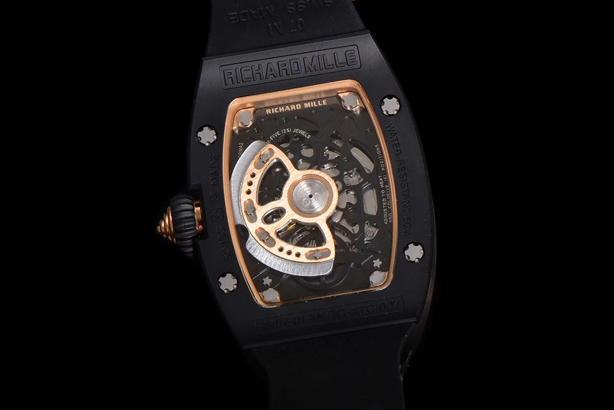 RM 007 Automatic Ladies Black Ceramic Red Lips Diamond