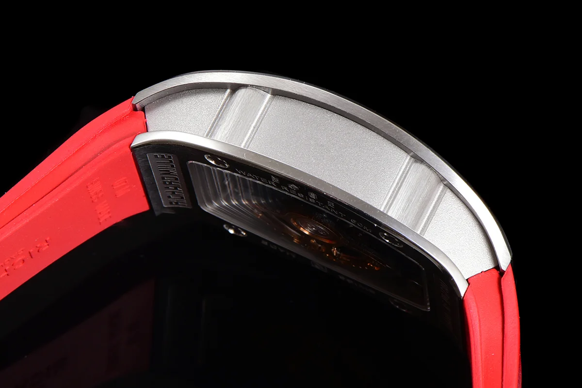 RM 007 Automatic Ladies in Steel on Red Rubber Strap