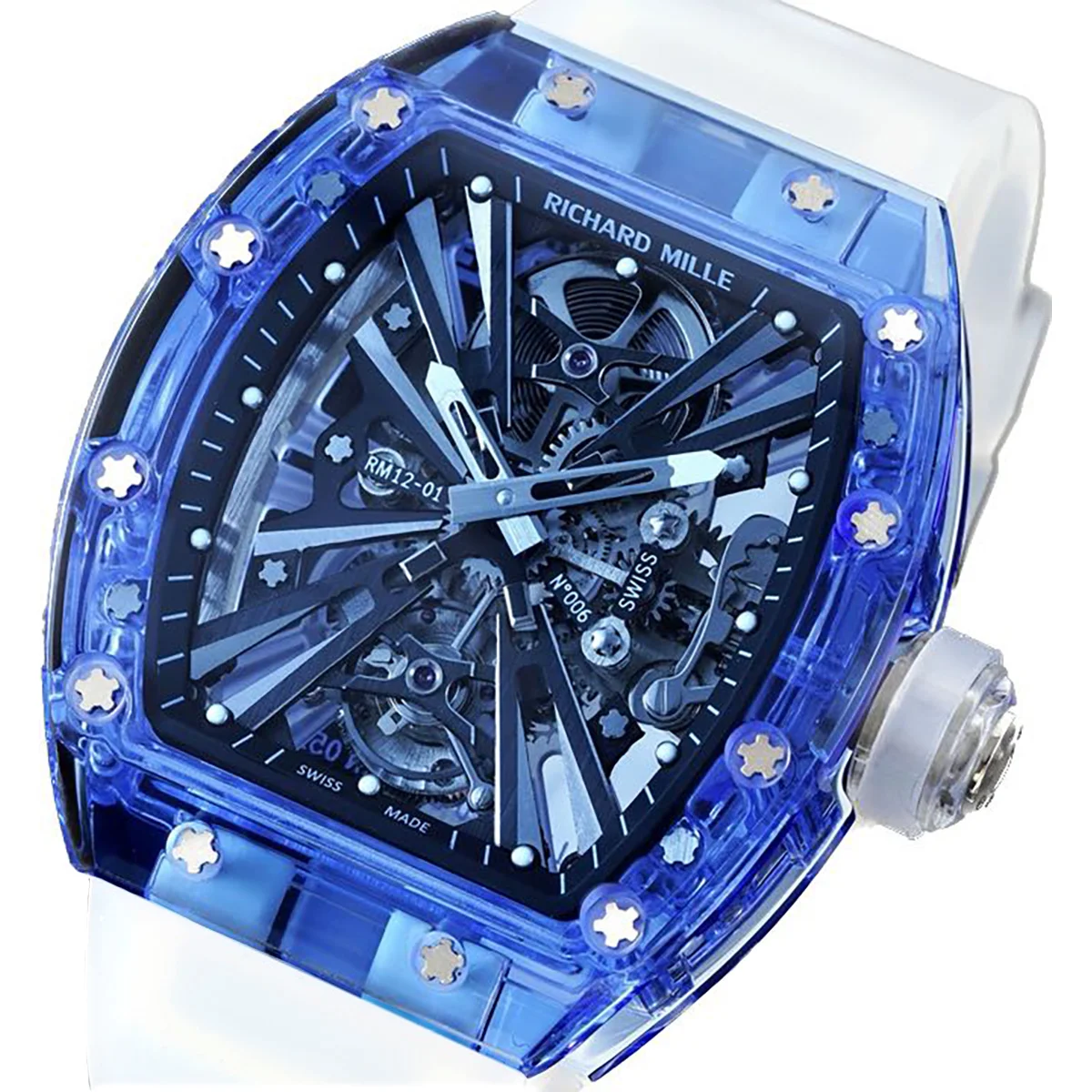 RM 012-01 Tourbillon Blue Sapphire on Transparent Rubber Strap