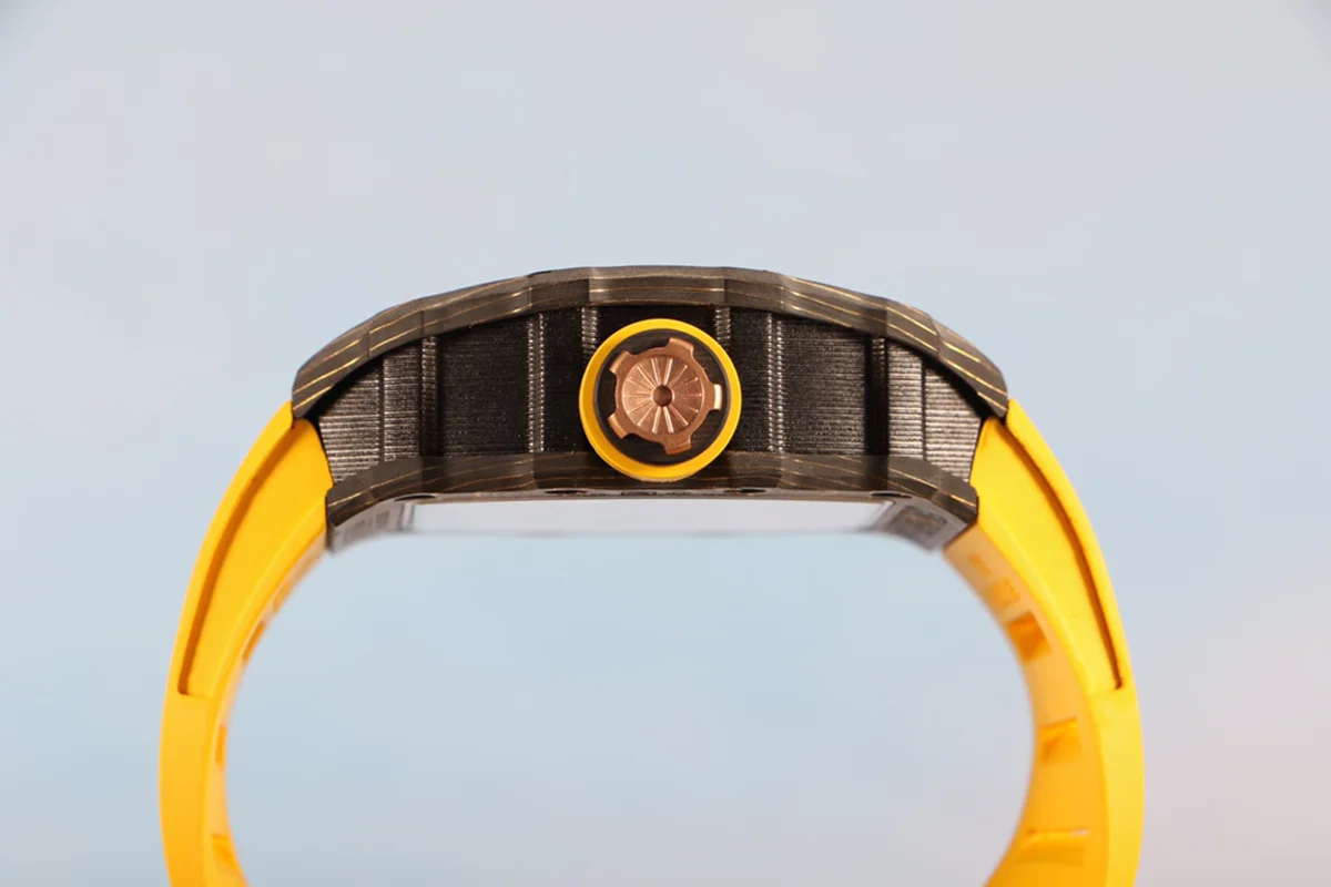 RM 012-01 Tourbillon NTPT Carbon on Yellow Rubber Strap