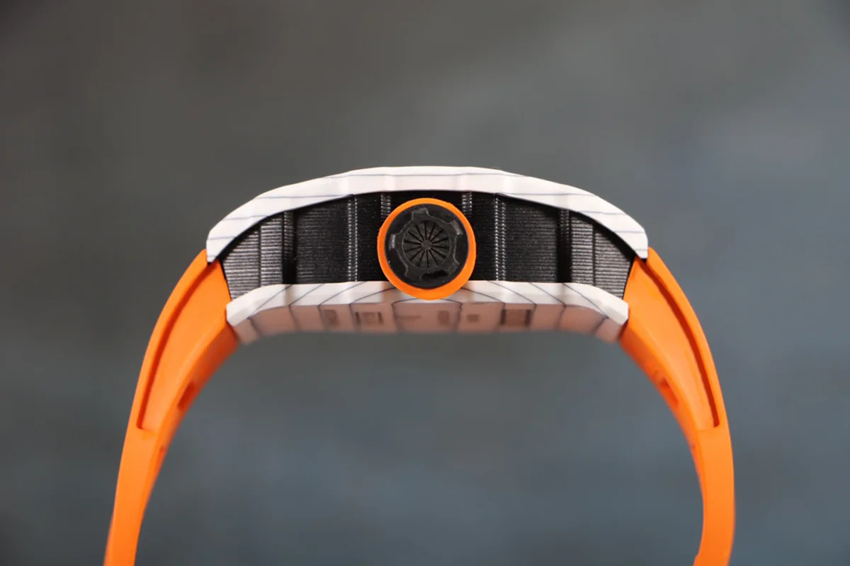 RM 012-01 Tourbillon White NTPT Carbon on Orange Rubber Strap