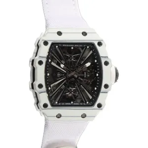 RM 012-01 Tourbillon White NTPT Carbon on White Nylon Strap