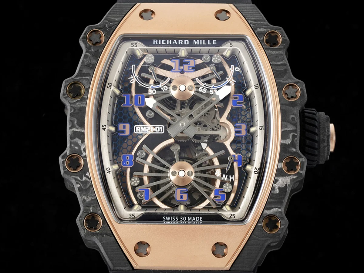 RM 021-01 Tourbillon Aerodyne in Rose Gold on Black Rubber Strap