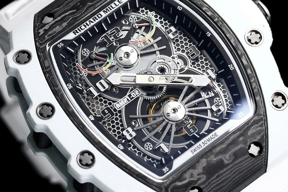 RM 021-02 Tourbillon Aerodyne on White Quartz on White Rubber Strap