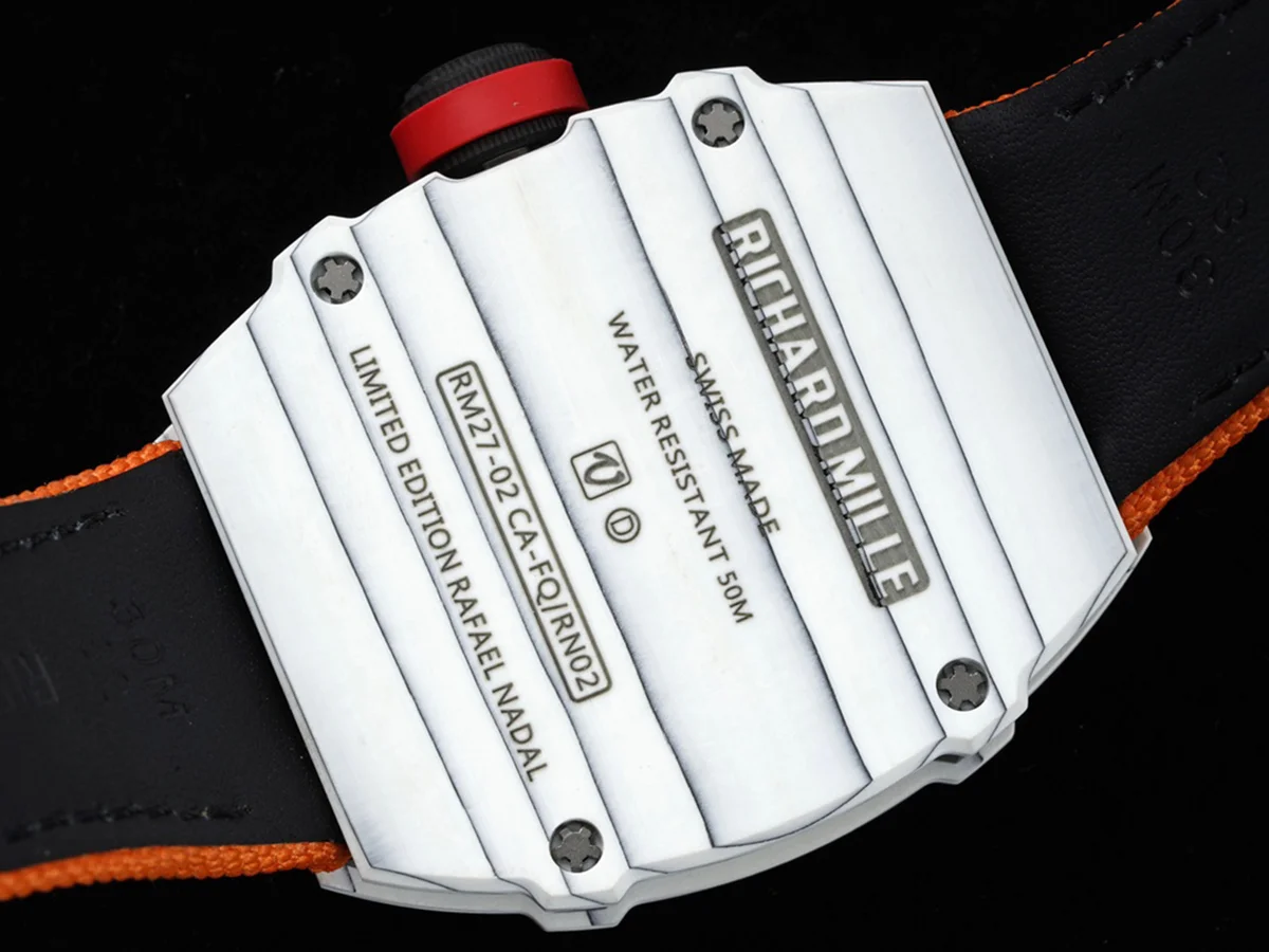 RM 027-02 Tourbillon Rafael Nadal White NTPT on Orange Nylon Strap