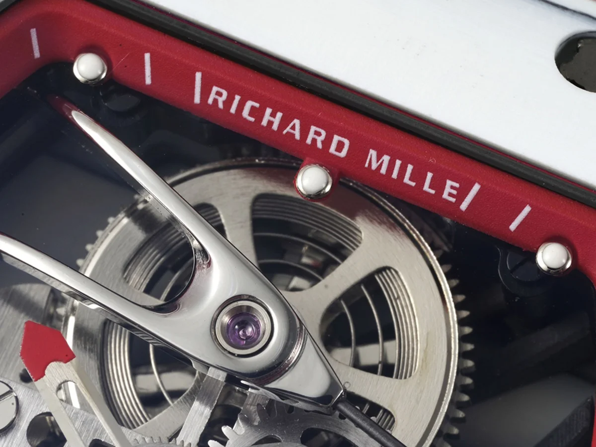 RM 027-02 Tourbillon Rafael Nadal White NTPT on Red Rubber Strap