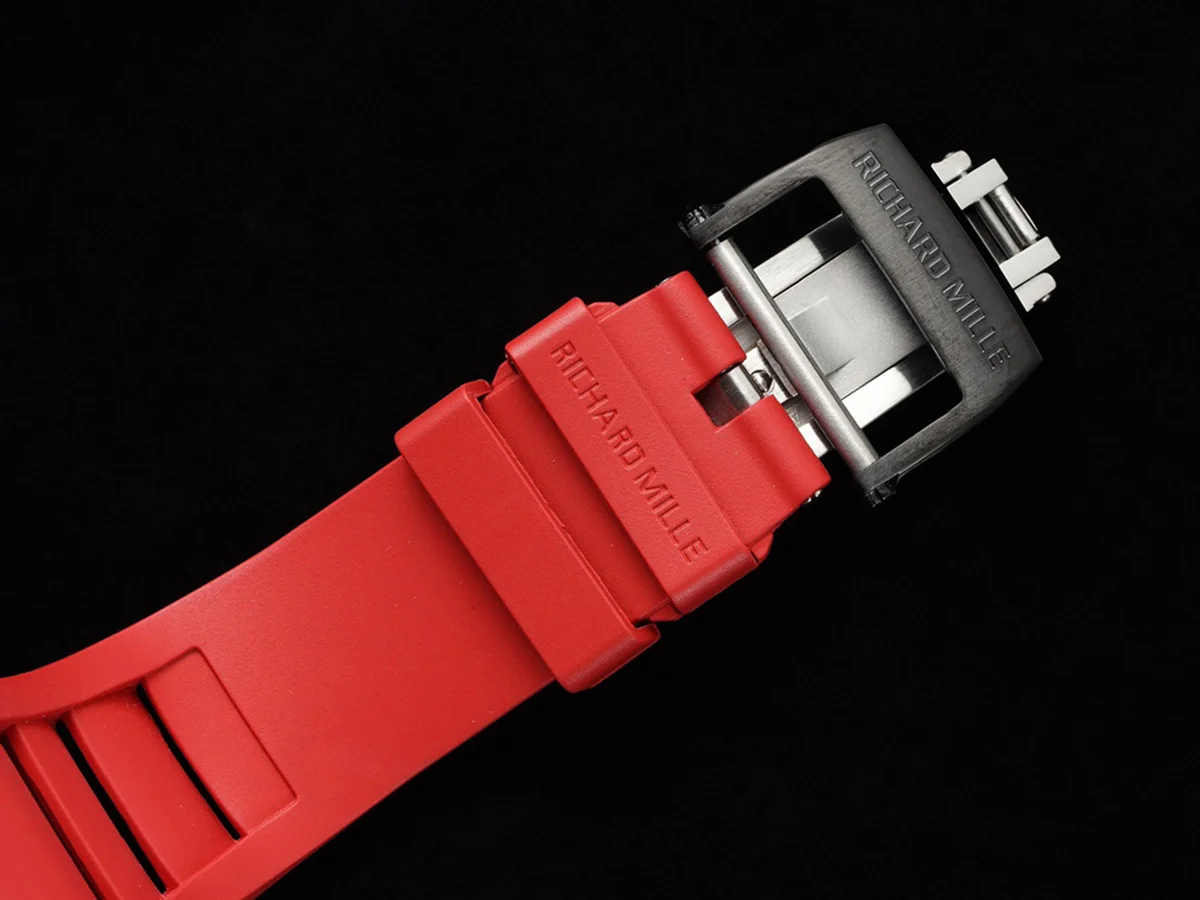 RM 027-02 Tourbillon Rafael Nadal White NTPT on Red Rubber Strap