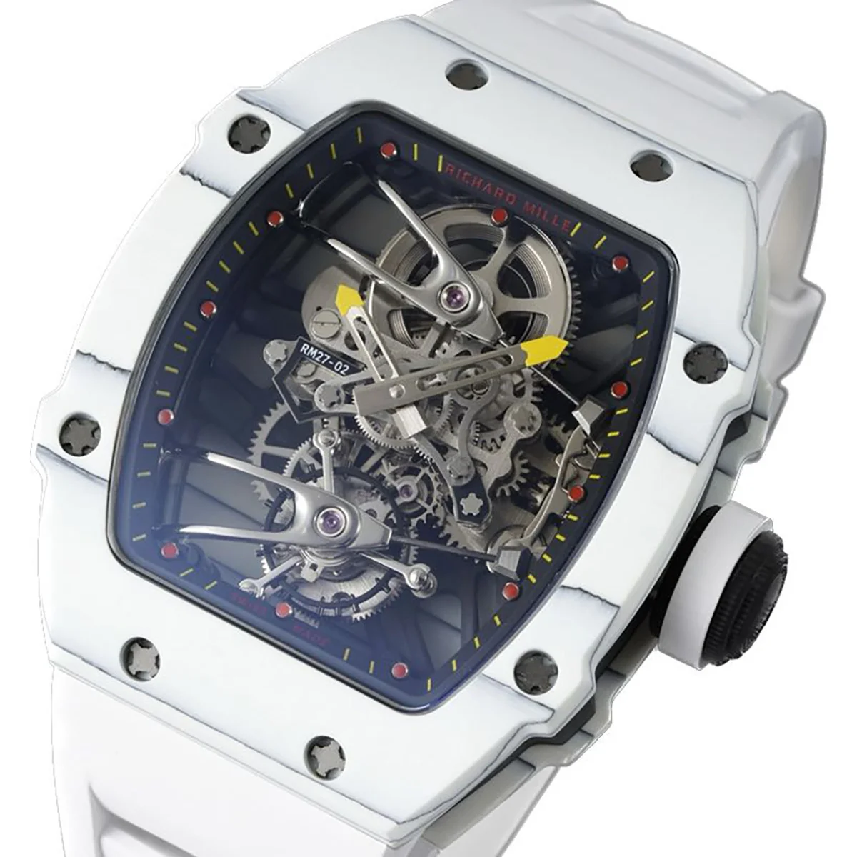 RM 027-02 Tourbillon Rafael Nadal White NTPT on White Rubber Strap