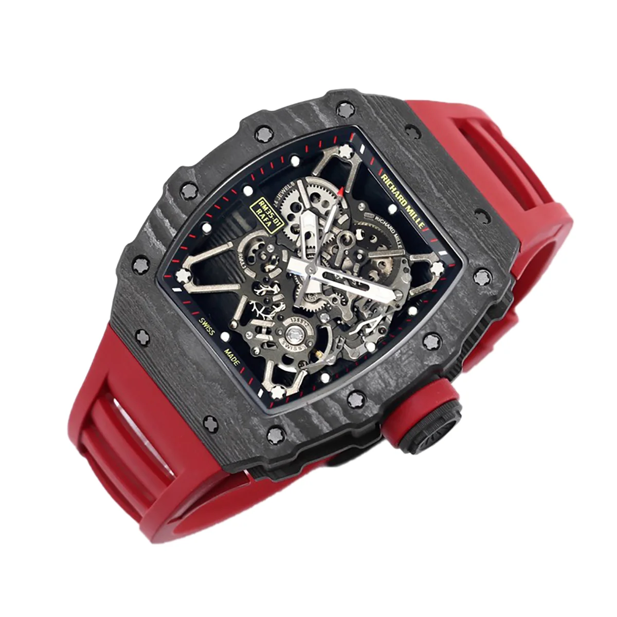 RM 035-01 Rafael Nadal NTPT Carbon on Red Rubber Strap