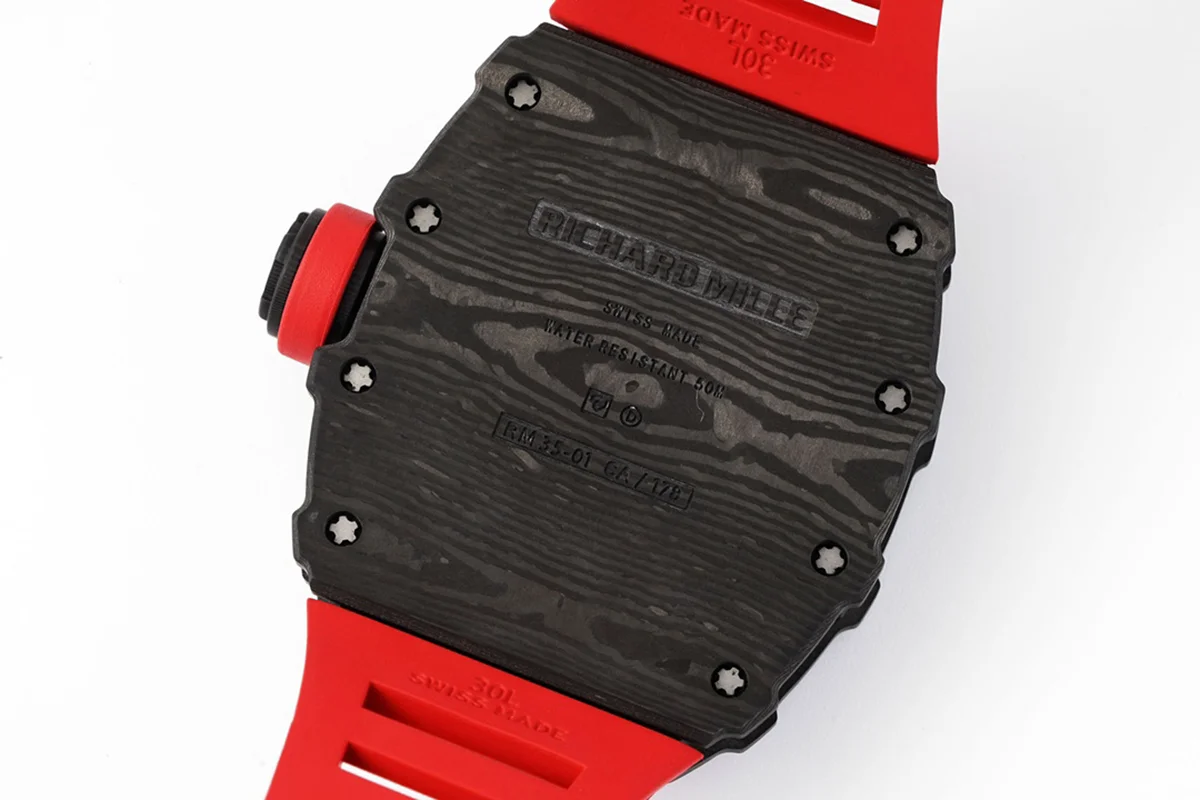 RM 035-01 Rafael Nadal NTPT Carbon on Red Rubber Strap (Sonic)