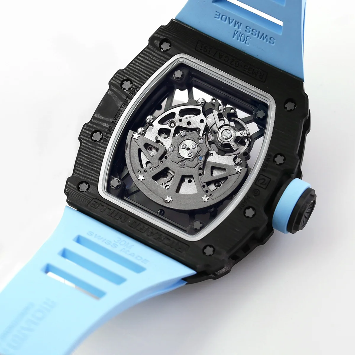 RM 035-02 Rafael Nadal NTPT Carbon on Blue Rubber Strap