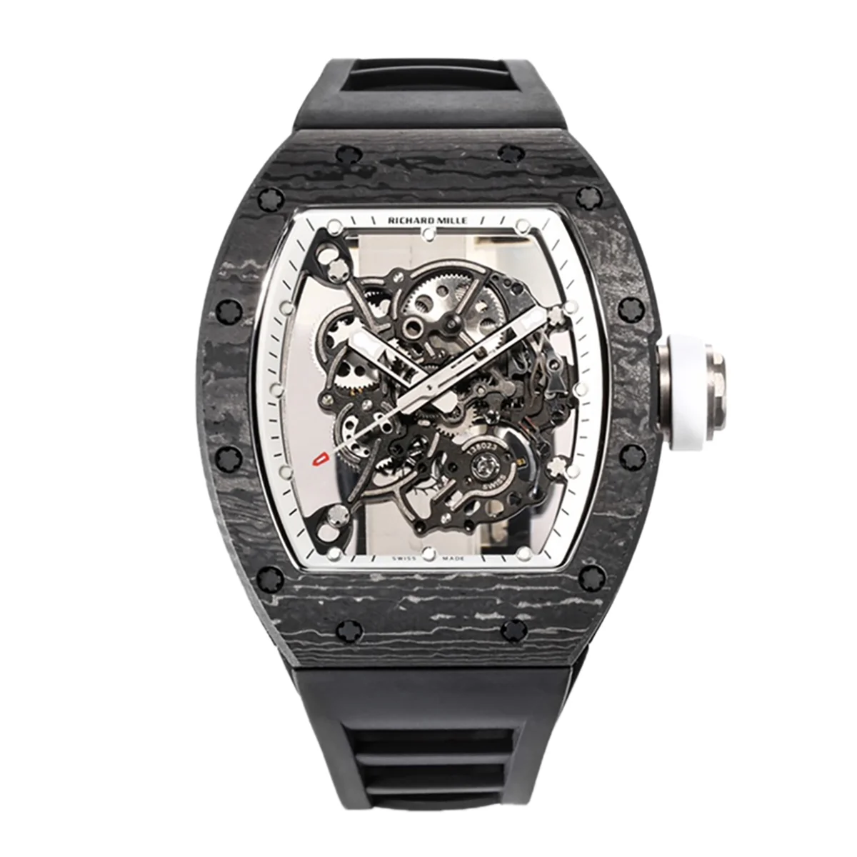 RM 055 Bubba Watson Americas Edition White Legend in NTPT on Black Rubber Strap RMUL2