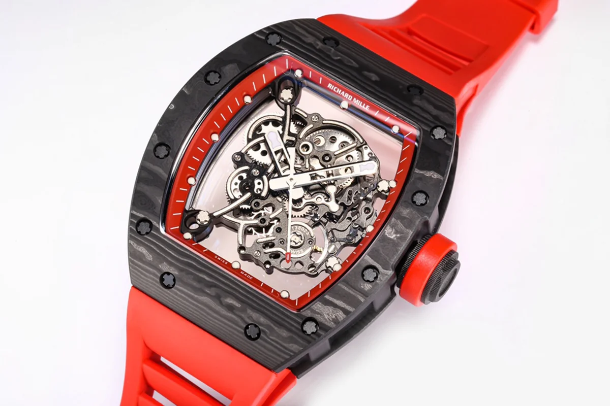 RM 055 Bubba Watson in NTPT Carbon Red Rubber Strap