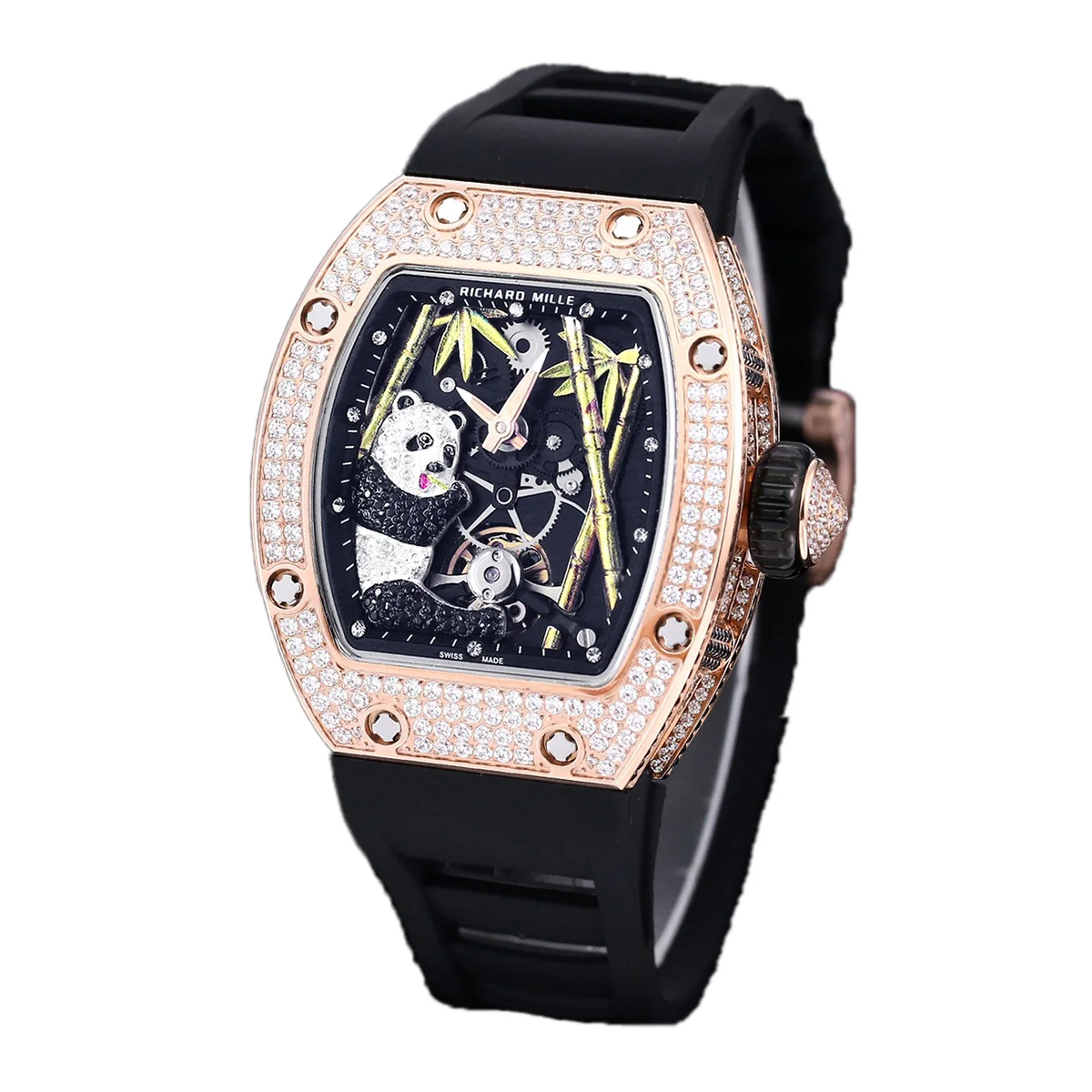 RM026-01 Tourbillon Panda in Rose Gold with Diamond Bezel