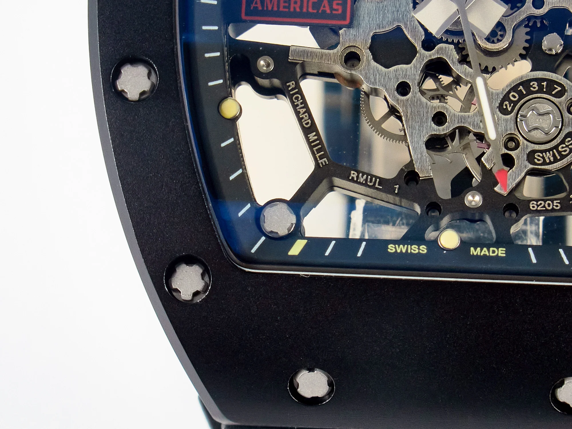 RM035-02 Black Ceramic SONIC Best Edition Skeleton Dial on Black Rubber Strap Clone RMUL1