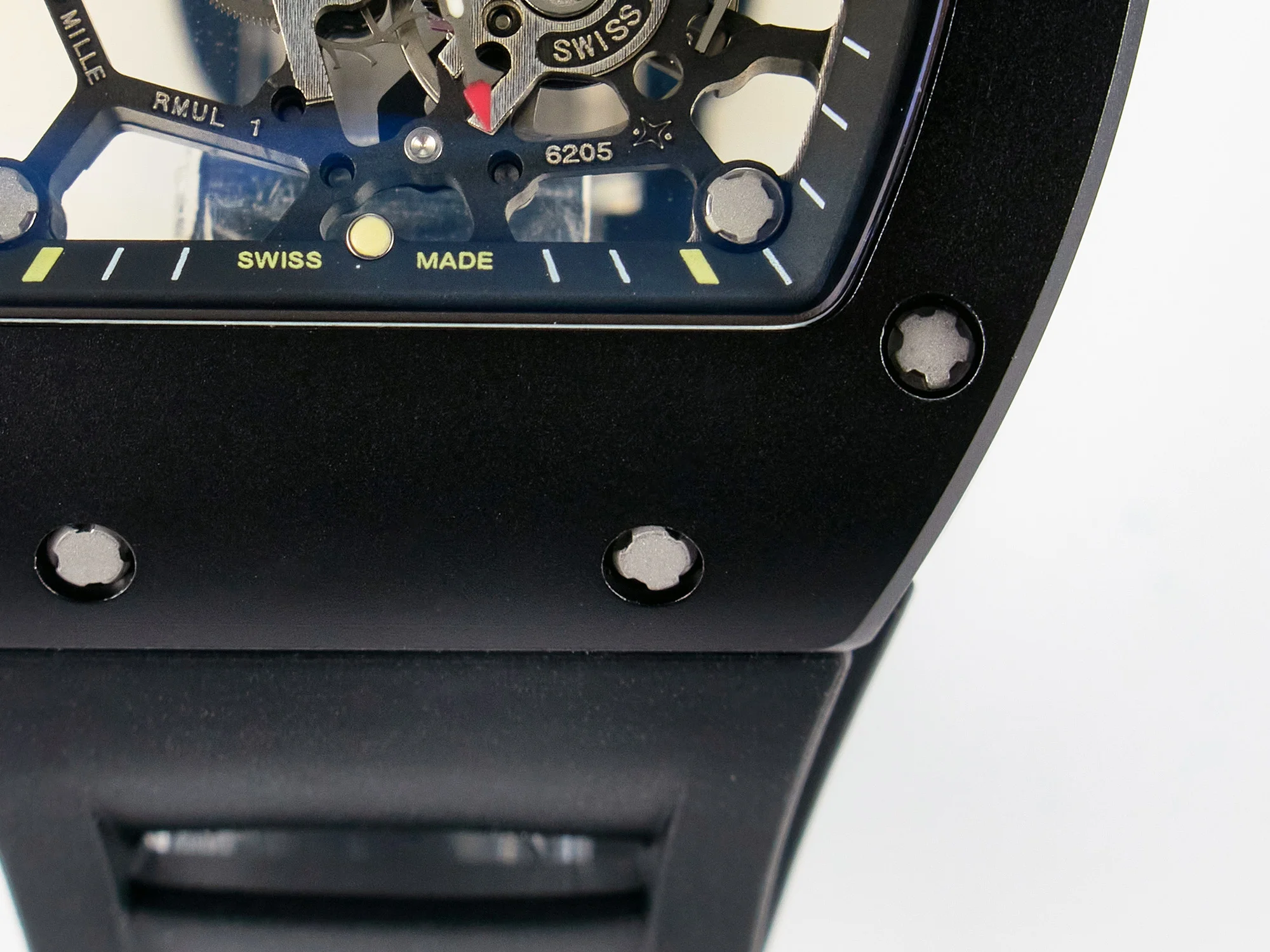 RM035-02 Black Ceramic SONIC Best Edition Skeleton Dial on Black Rubber Strap Clone RMUL1