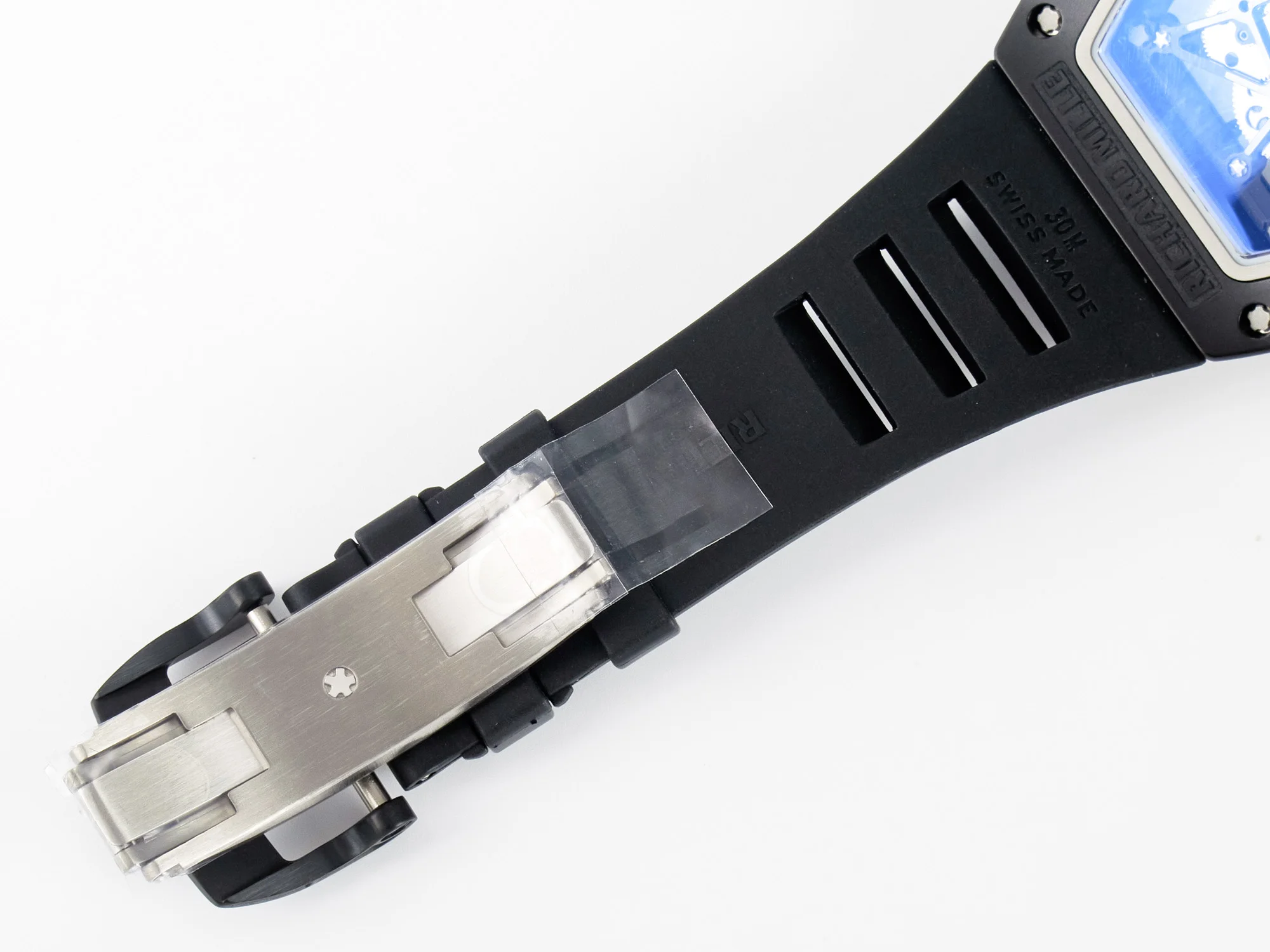 RM035-02 Black Ceramic SONIC Best Edition Skeleton Dial on Black Rubber Strap Clone RMUL1