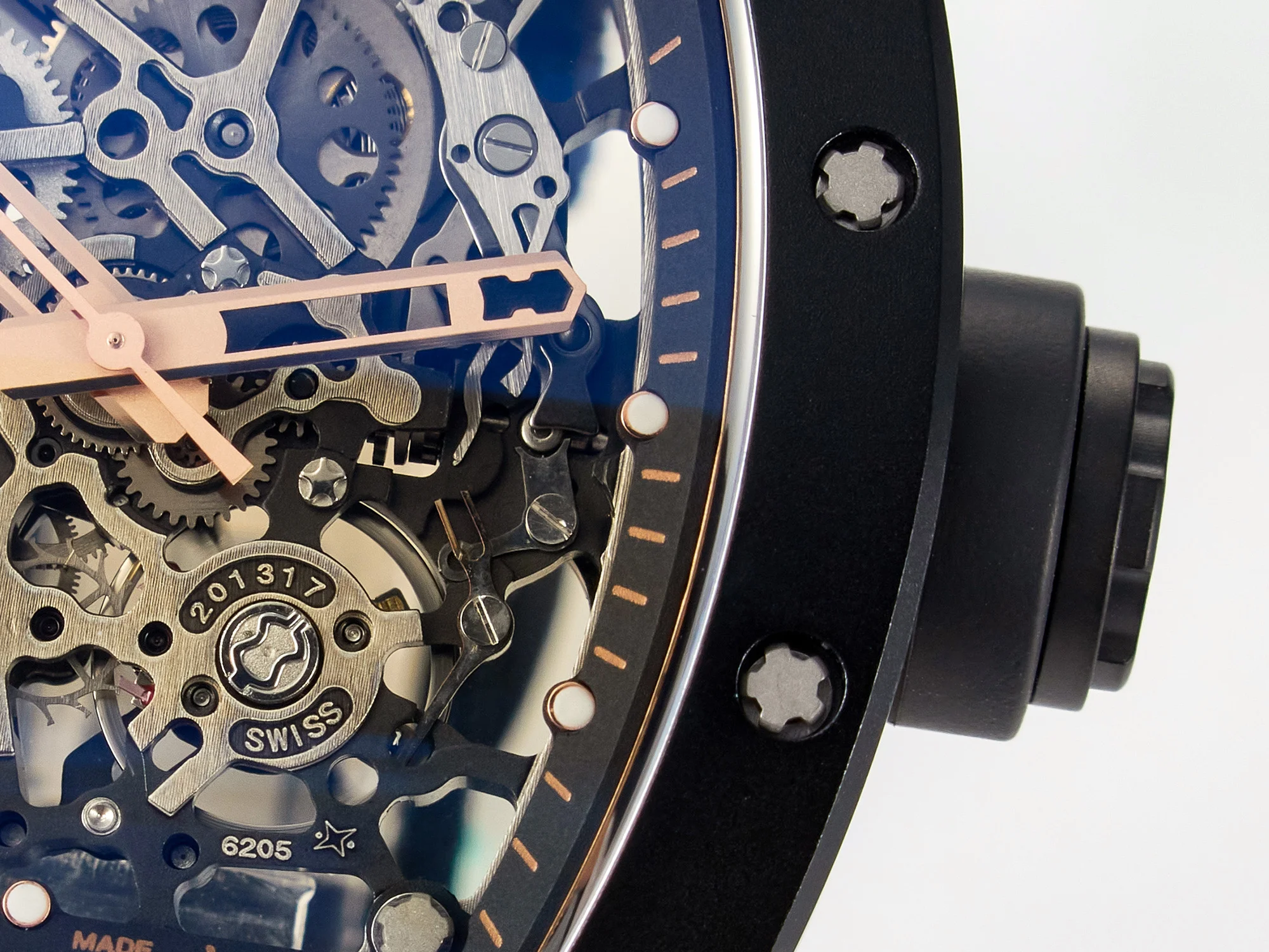 RM035-02 RG Black Ceramic SONIC Best Edition Skeleton Dial on Black Rubber Strap Clone RMUL1