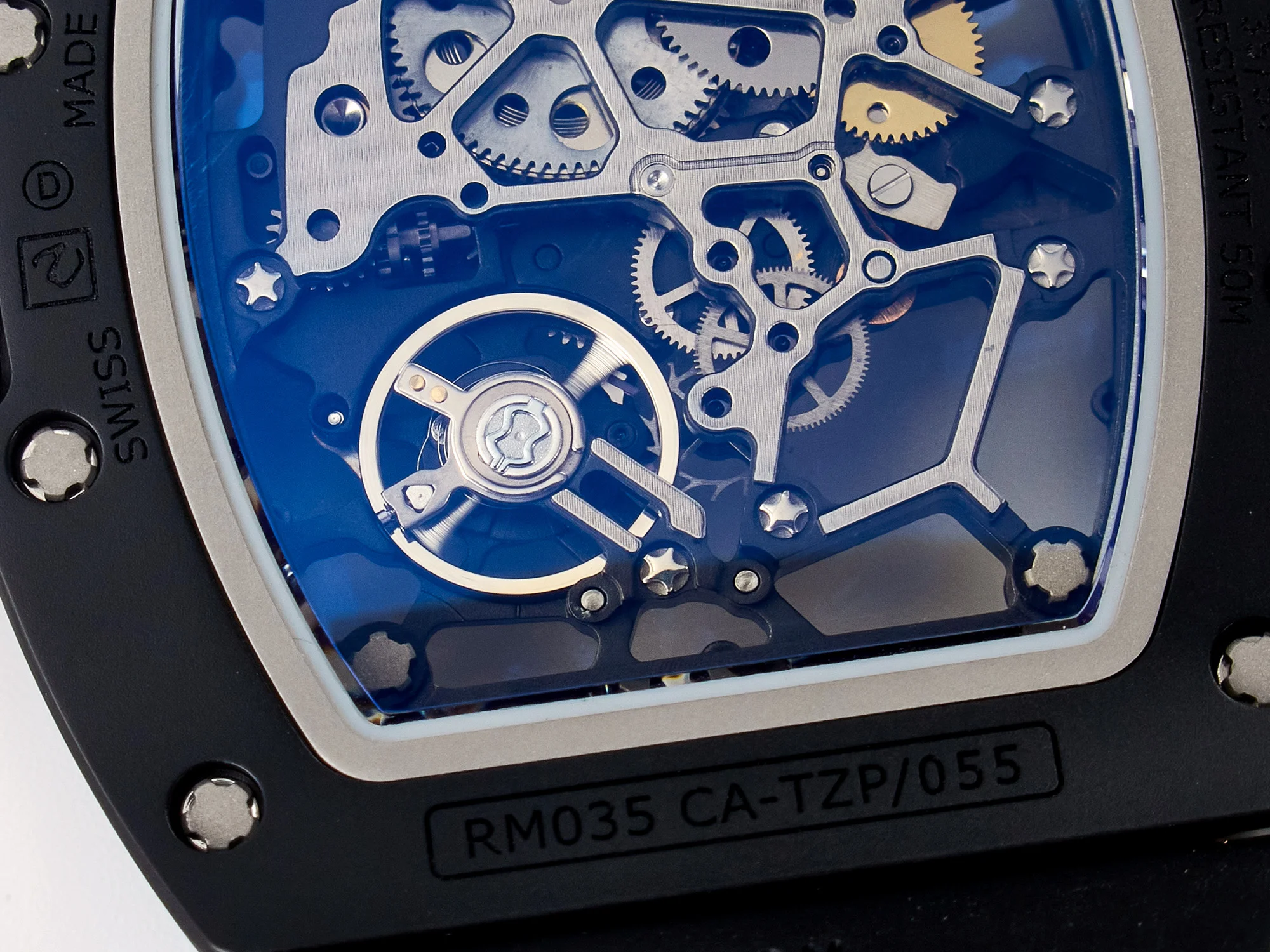 RM035-02 RG Black Ceramic SONIC Best Edition Skeleton Dial on Black Rubber Strap Clone RMUL1
