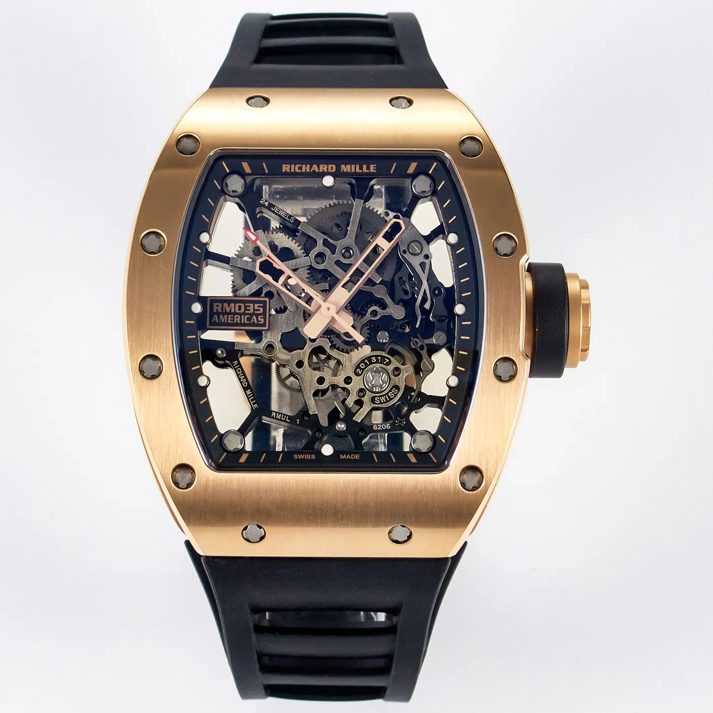 RM035-02 RG SONIC Best Edition Skeleton Dial on Black Rubber Strap Clone RMUL1