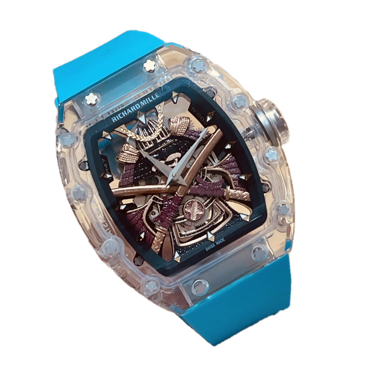 RM047 Tourbillon Samurai Sapphire on Blue Rubber Strap