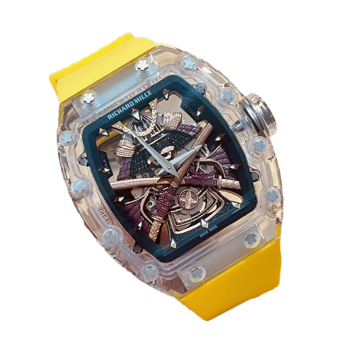 RM047 Tourbillon Samurai Sapphire on Yellow Rubber Strap