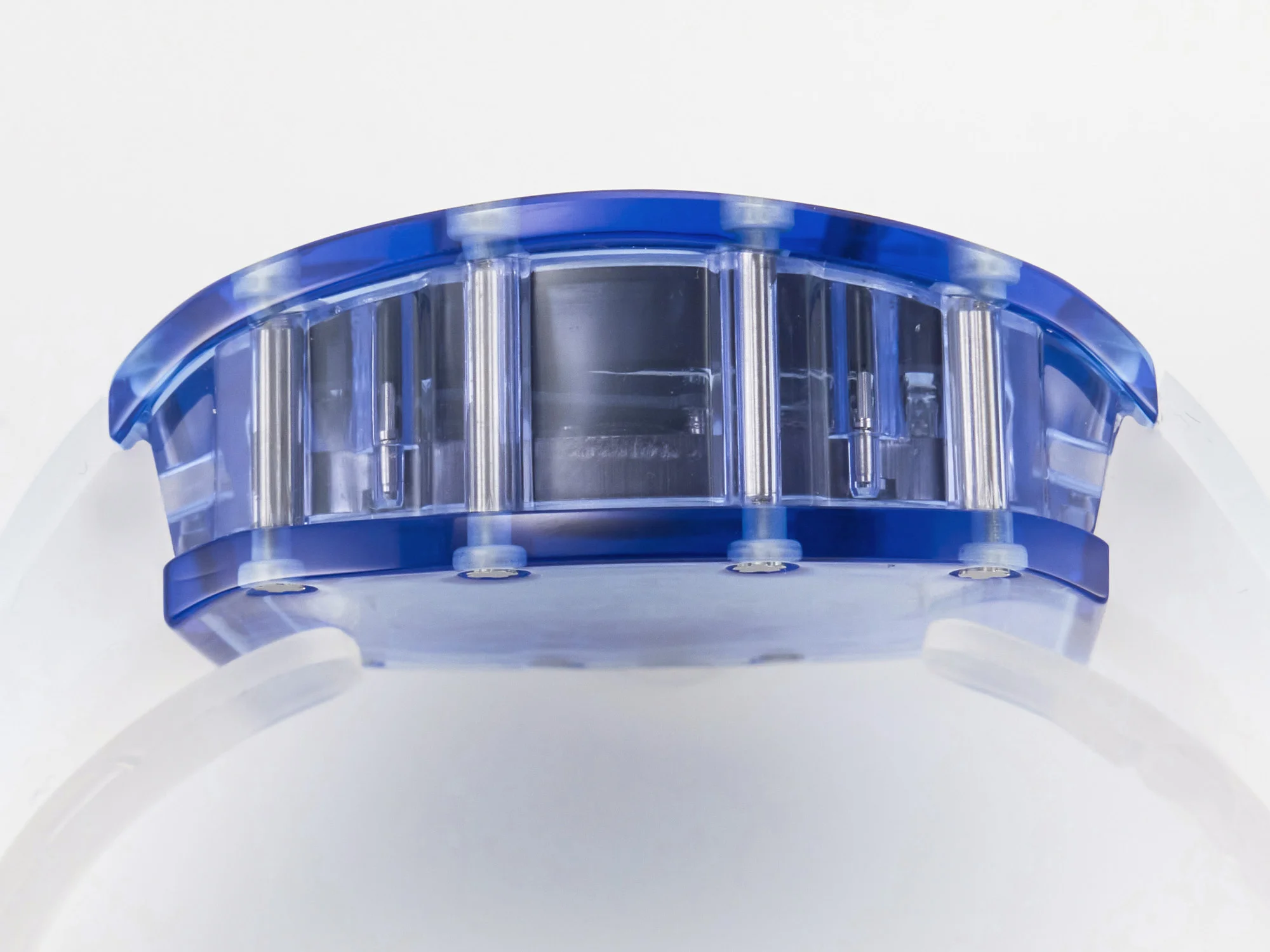 RM27-03 Blue Transparent Tourbillon MSF Best Edition Skull Dial on White Rubber Strap