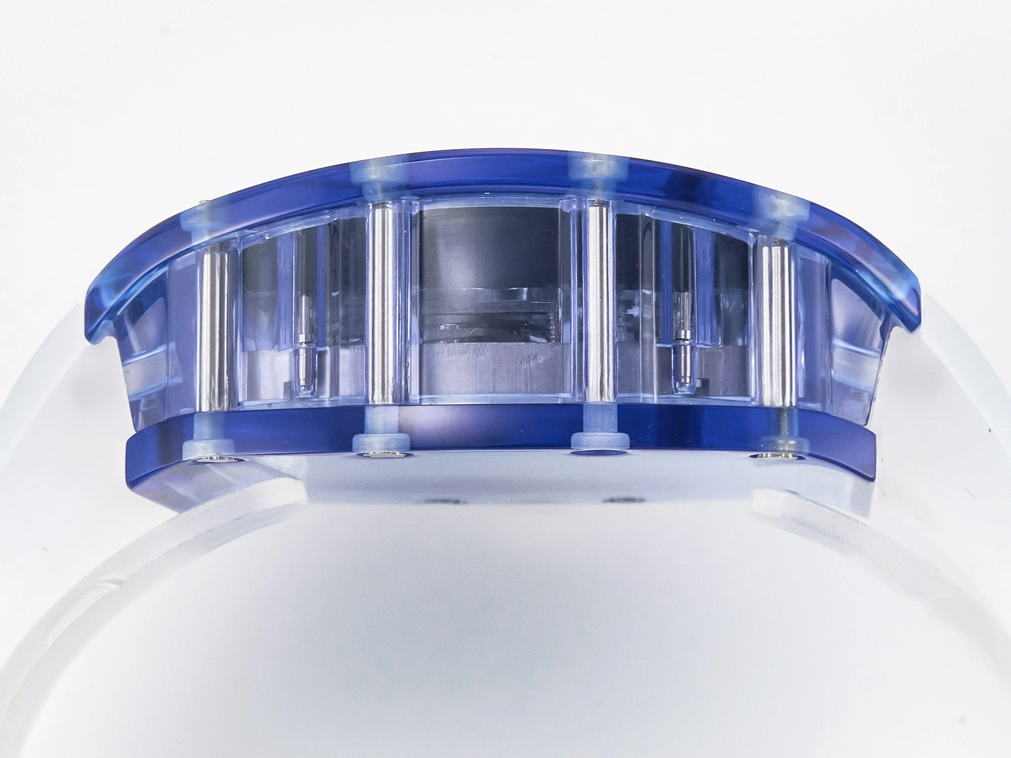 RM52-01 Blue Transparent Tourbillon MSF Best Edition Skull Dial on White Rubber Strap