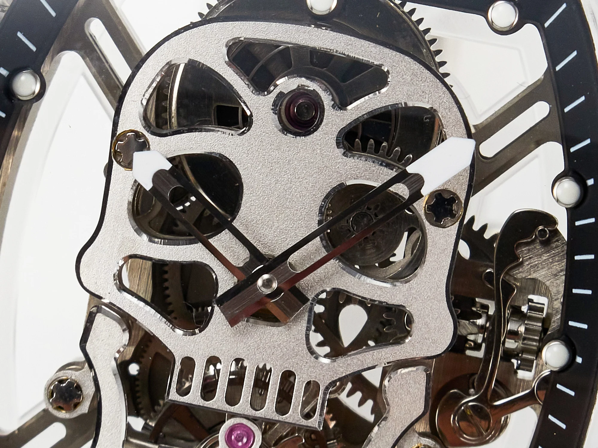 RM52-01 White Transparent Tourbillon MSF Best Edition Skull Dial on White Rubber Strap