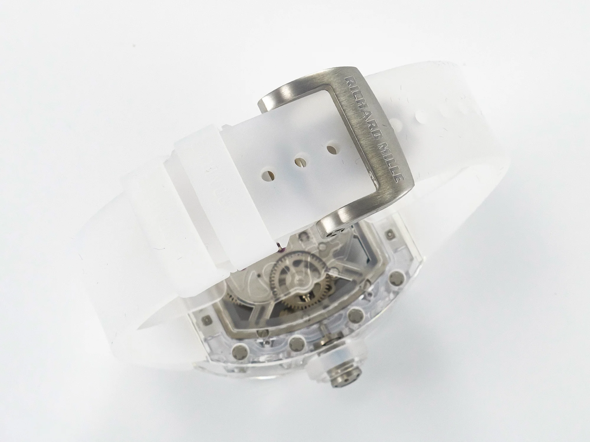 RM52-01 White Transparent Tourbillon MSF Best Edition Skull Dial on White Rubber Strap
