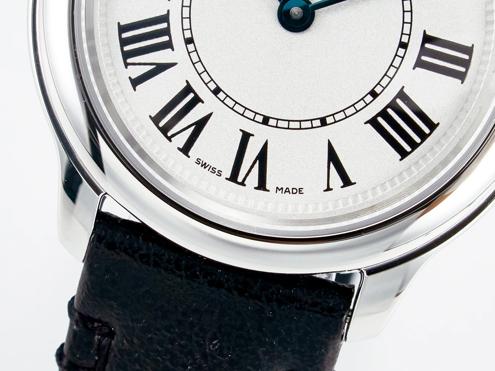Ronde De Cartier 29mm DRF 1:1 Best Edition Sandblasted Silver-Plated White Dial on Black Leather Strap Ronda Quartz