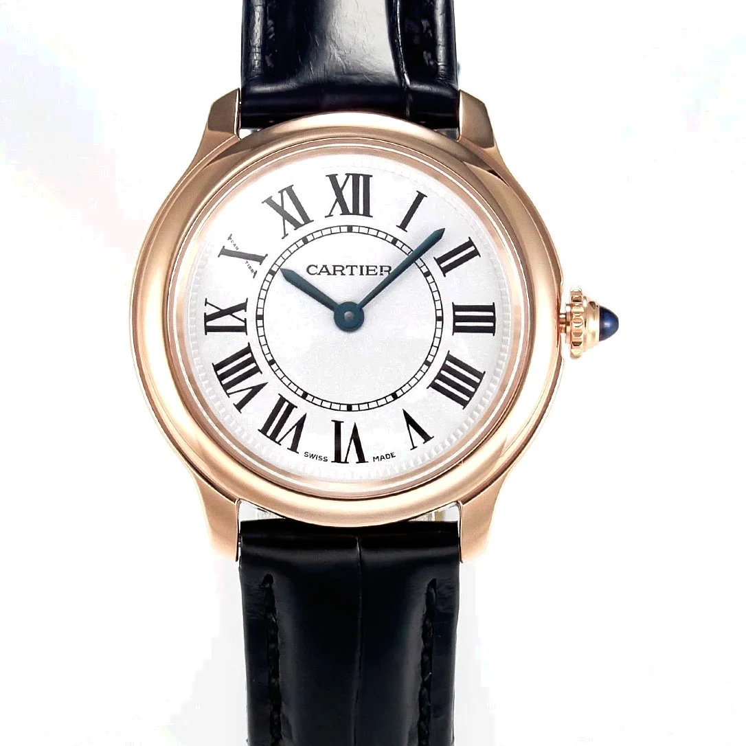 Ronde De Cartier 29mm RG DRF 1:1 Best Edition Sandblasted Silver-Plated White Dial on Black Leather Strap Ronda Quartz