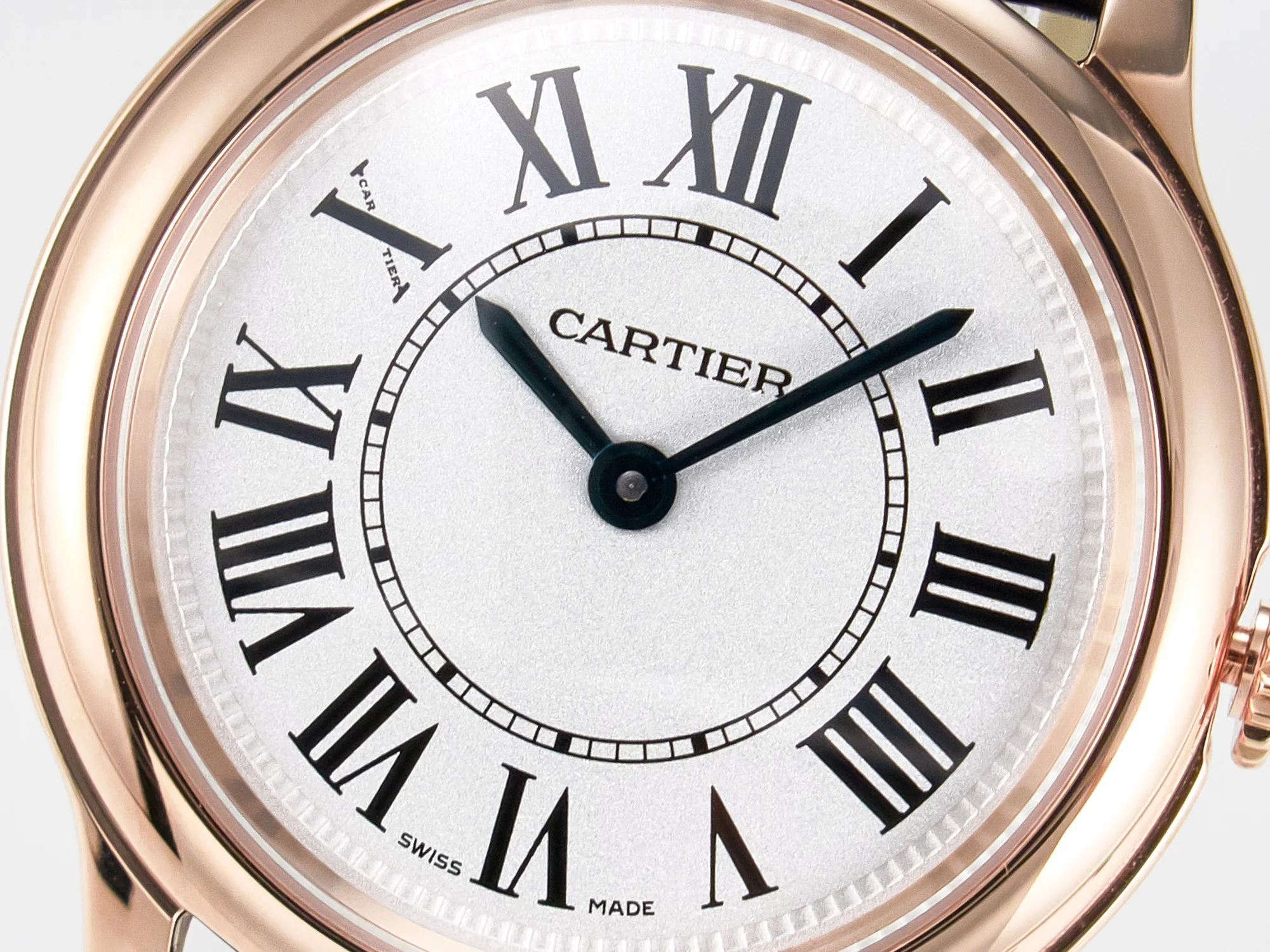 Ronde De Cartier 29mm RG DRF 1:1 Best Edition Sandblasted Silver-Plated White Dial on Black Leather Strap Ronda Quartz