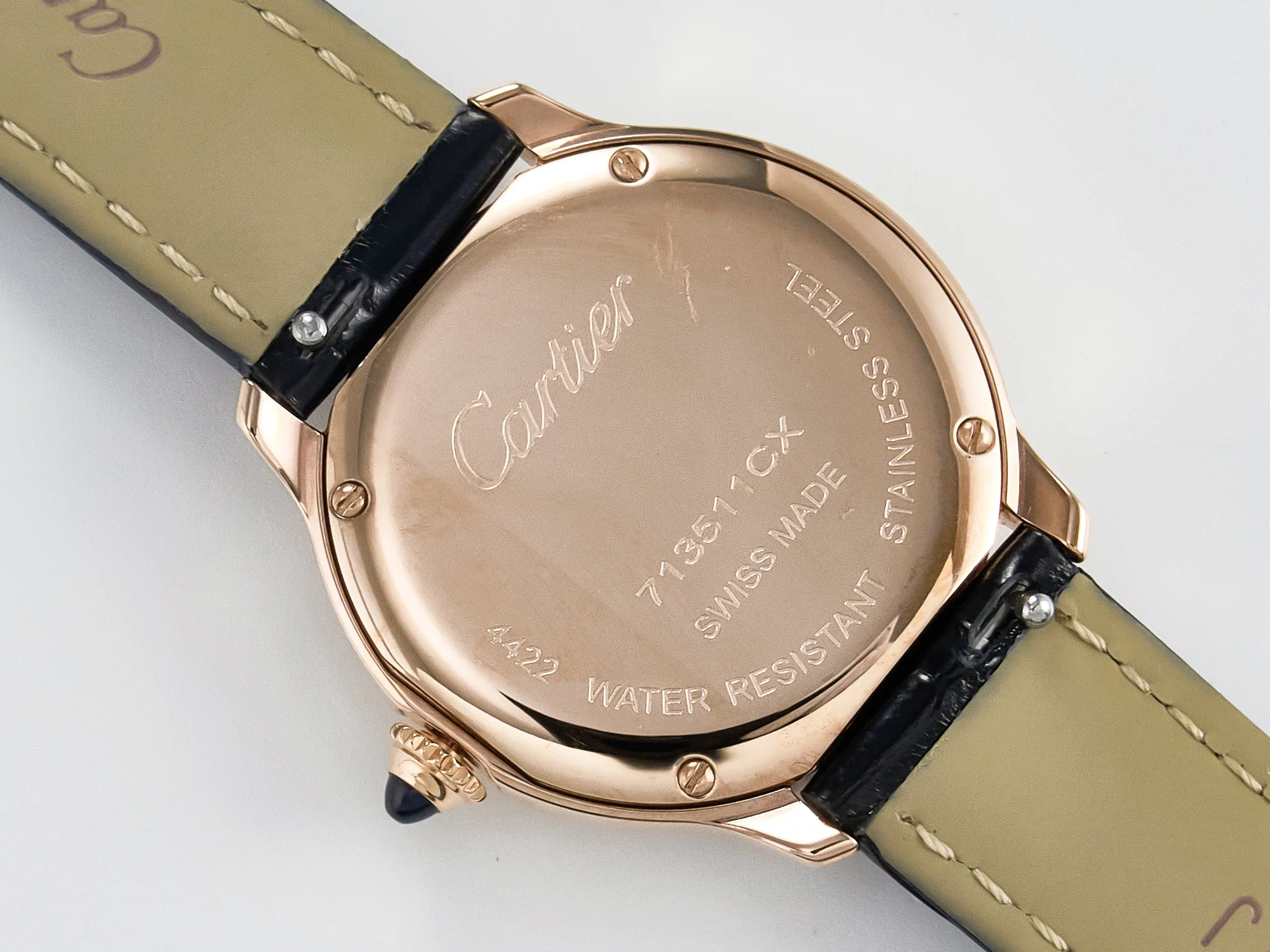 Ronde De Cartier 29mm RG DRF 1:1 Best Edition Sandblasted Silver-Plated White Dial on Black Leather Strap Ronda Quartz