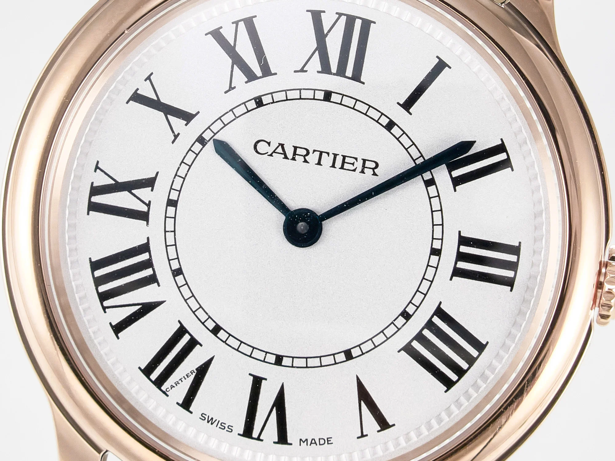 Ronde De Cartier 36mm RG DRF 1:1 Best Edition Sandblasted Silver-Plated White Dial on Black Leather Strap Ronda Quartz