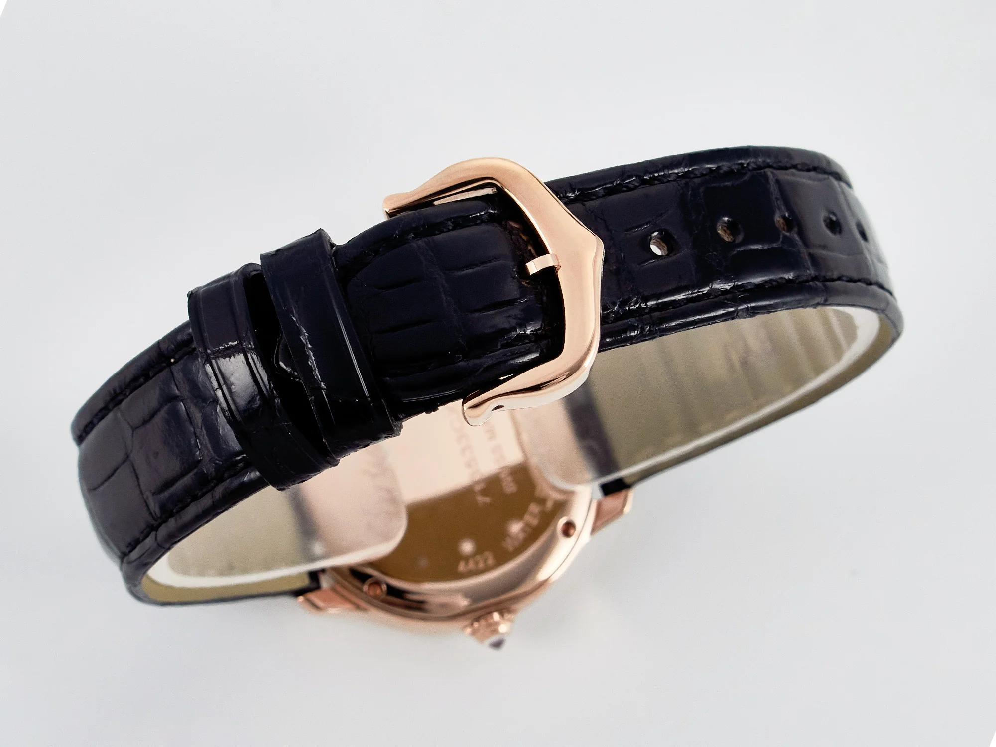 Ronde Louis Cartier 29mm RG DRF 1:1 Best Edition Sandblasted Beige Dial Diamonds Bezel on Black Leather Strap Ronda Quartz
