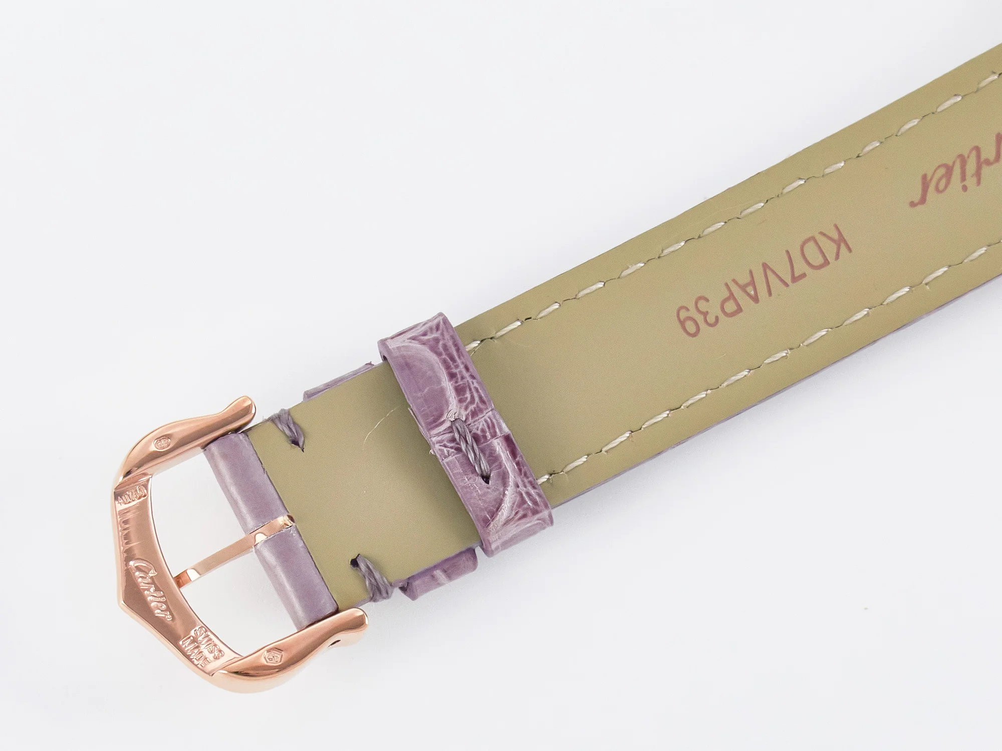 Ronde Louis Cartier 29mm RG DRF 1:1 Best Edition Sandblasted Beige Dial on Purple Leather Strap Ronda Quartz
