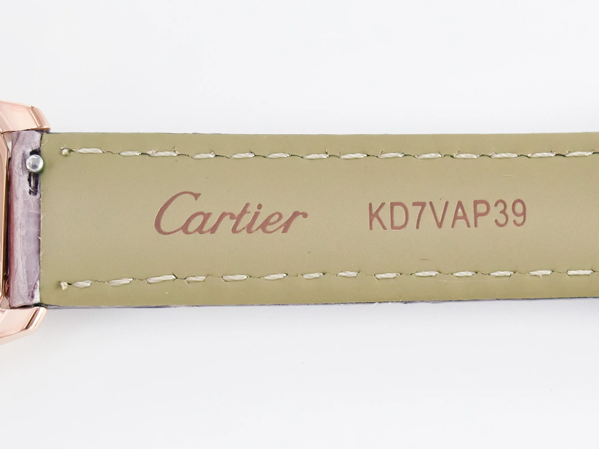 Ronde Louis Cartier 29mm RG DRF 1:1 Best Edition Sandblasted Beige Dial on Purple Leather Strap Ronda Quartz