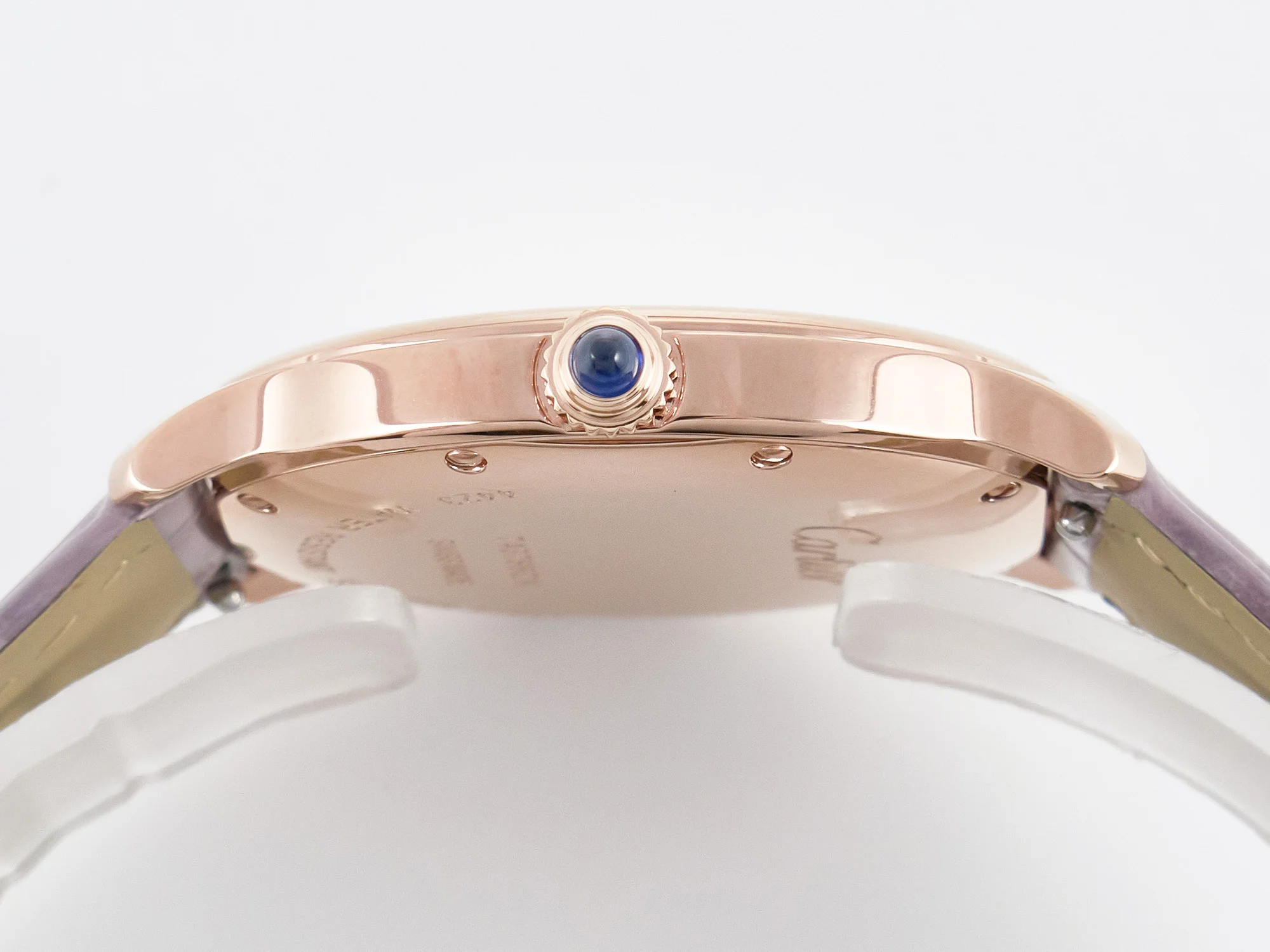 Ronde Louis Cartier 36mm RG DRF 1:1 Best Edition Sandblasted Beige Dial on Purple Leather Strap Ronda Quartz