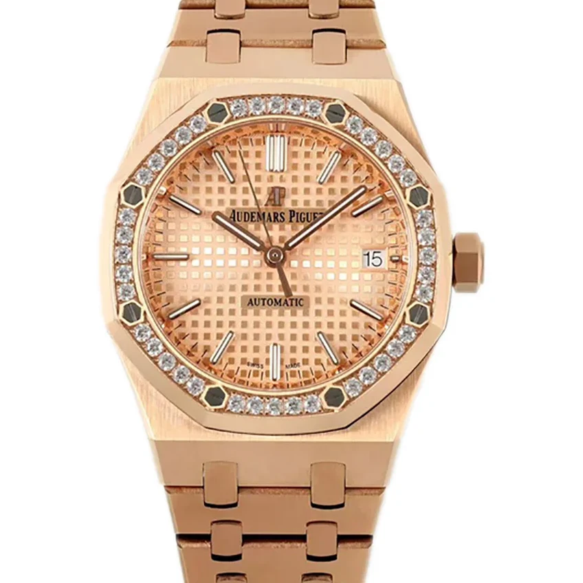 Royal Oak 15450ST 37mm Champagne Dial in Rose Gold with Diamond Bezel
