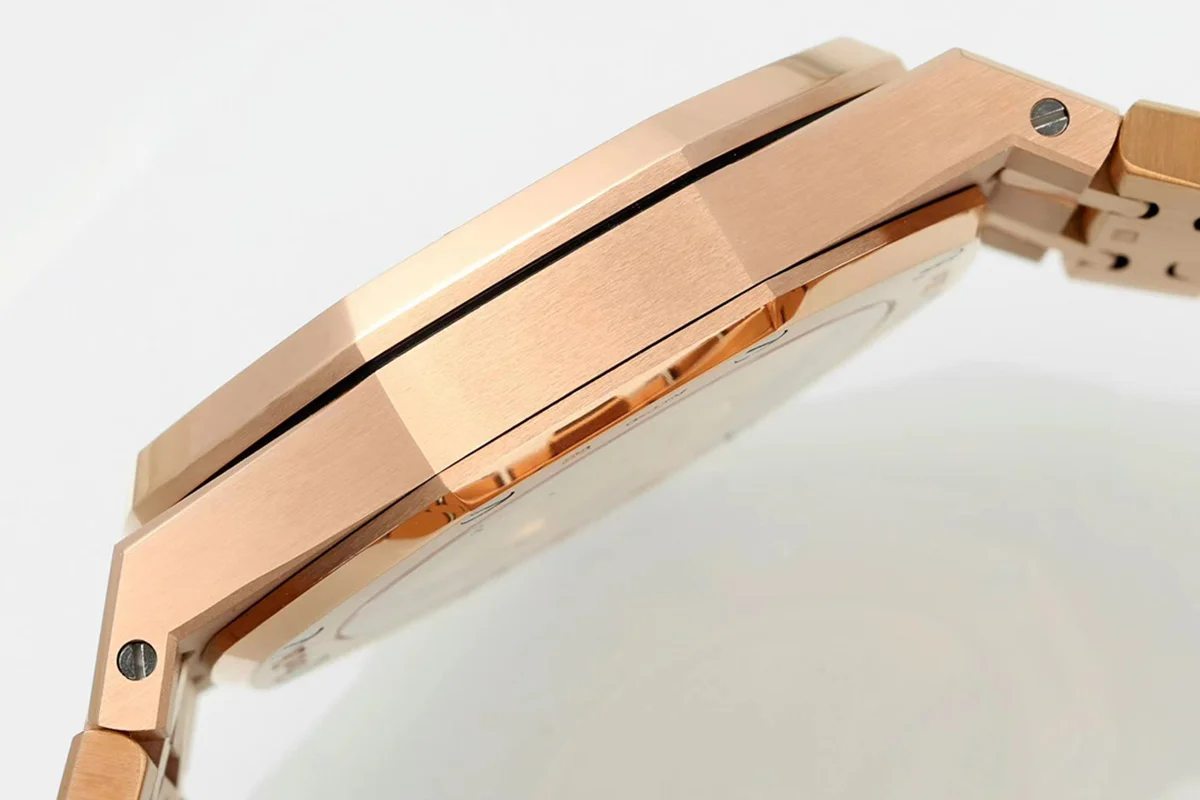 Royal Oak 15450ST 37mm Champagne Dial in Rose Gold with Rainbow Diamond Bezel