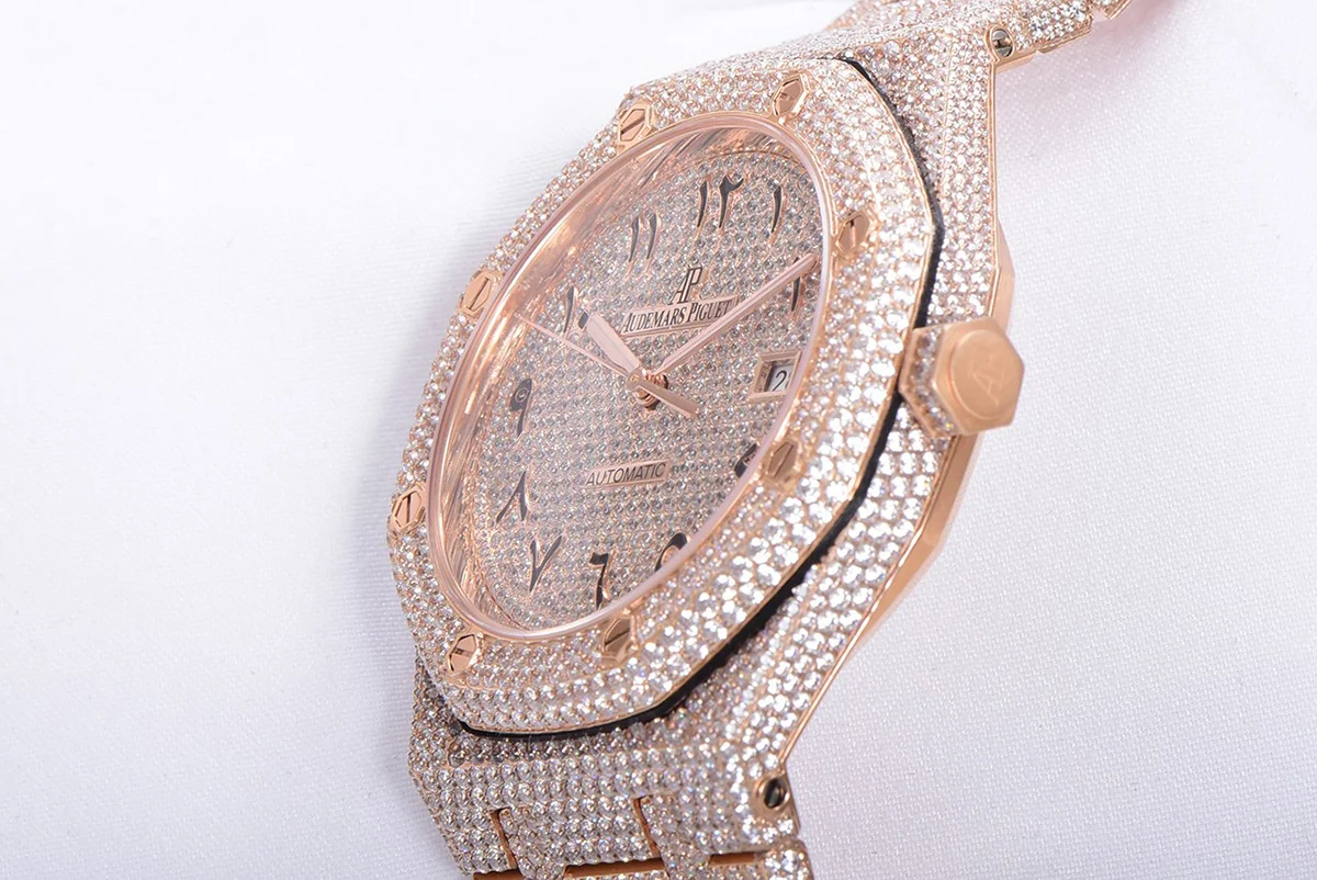 Royal Oak 41mm 15400 Iced Out Rose Gold in Arabic Markers