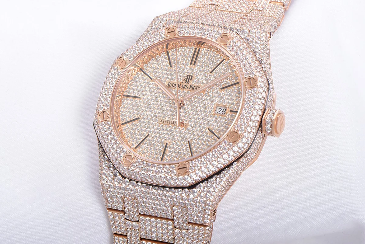 Royal Oak 41mm 15400 Iced Out Rose Gold in Stick Markers