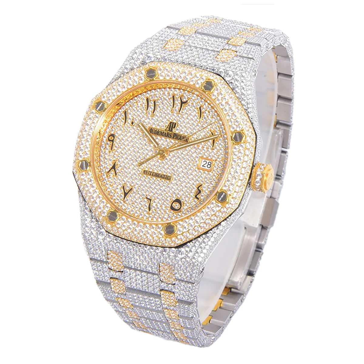 Royal Oak 41mm 15400 Iced Out Steel/Yellow Gold in Arabic Markers