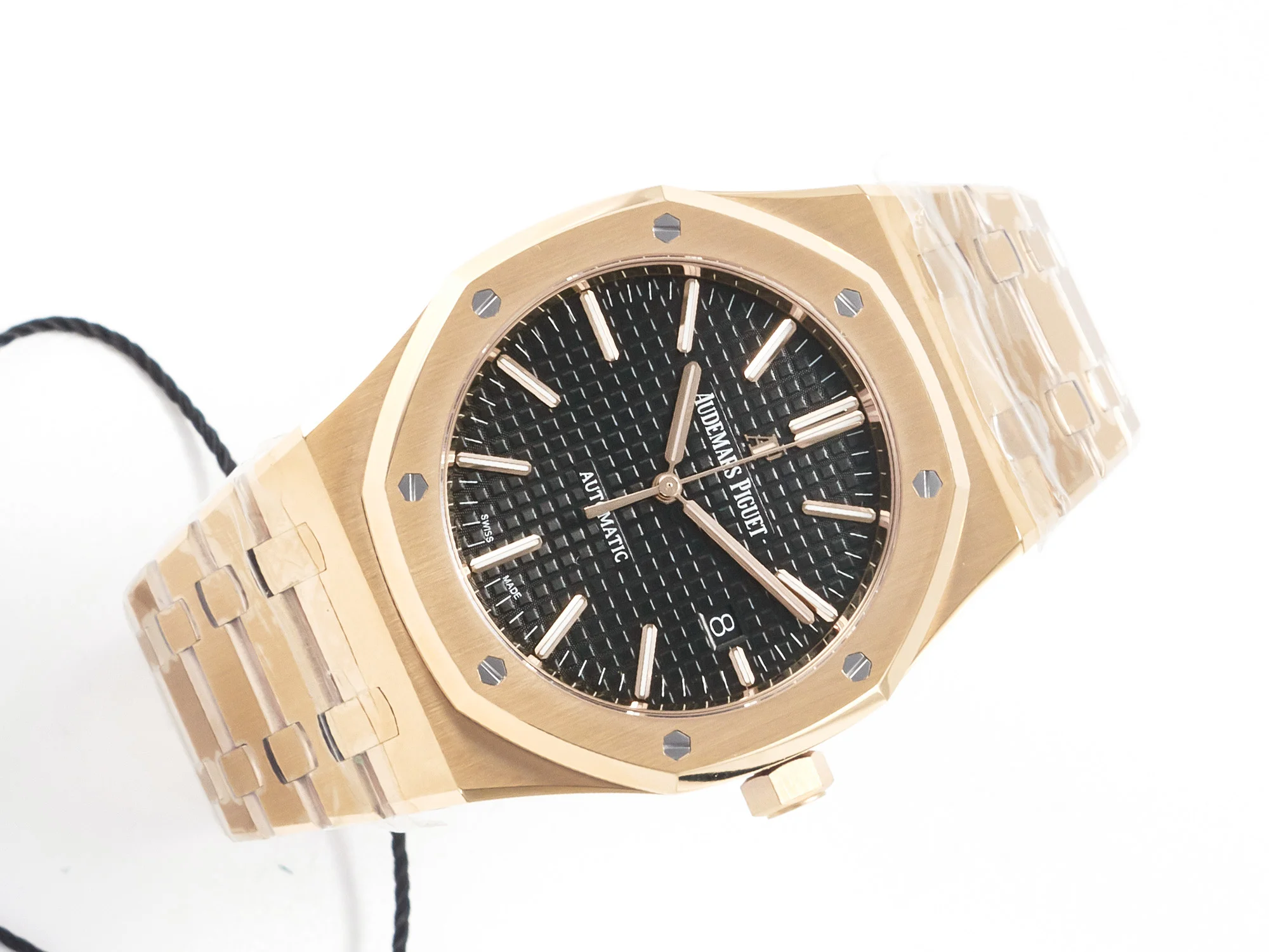 Royal Oak 41mm 15400 RG ZF 1:1 Best Edition Black Textured Dial on RG Bracelet V2 SA3120 Super Clone