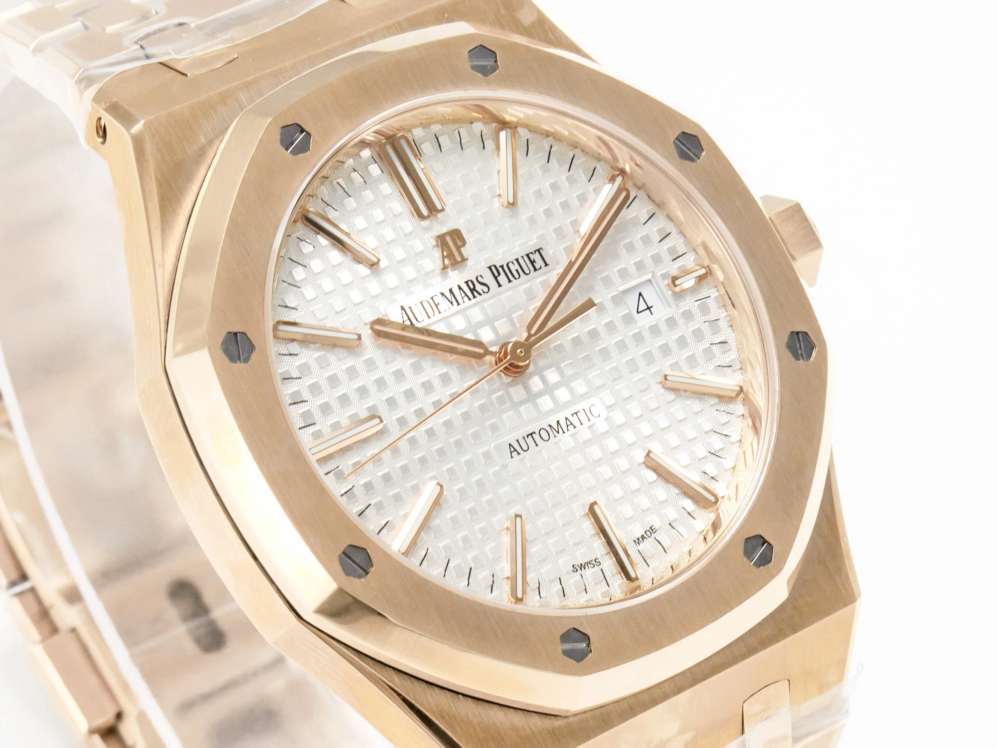 Royal Oak 41mm 15400 RG ZF 1:1 Best Edition White Textured Dial on RG Bracelet V2 SA3120 Super Clone