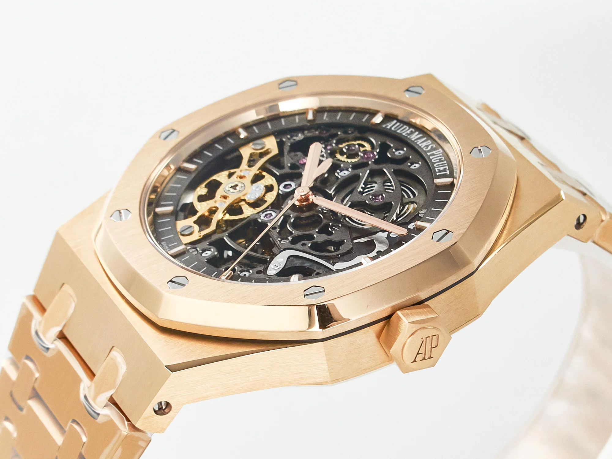 Royal Oak 41mm Skeleton 15407 RG ZF 1:1 Best Edition Skeleton Dial on RG Bracelet A3132