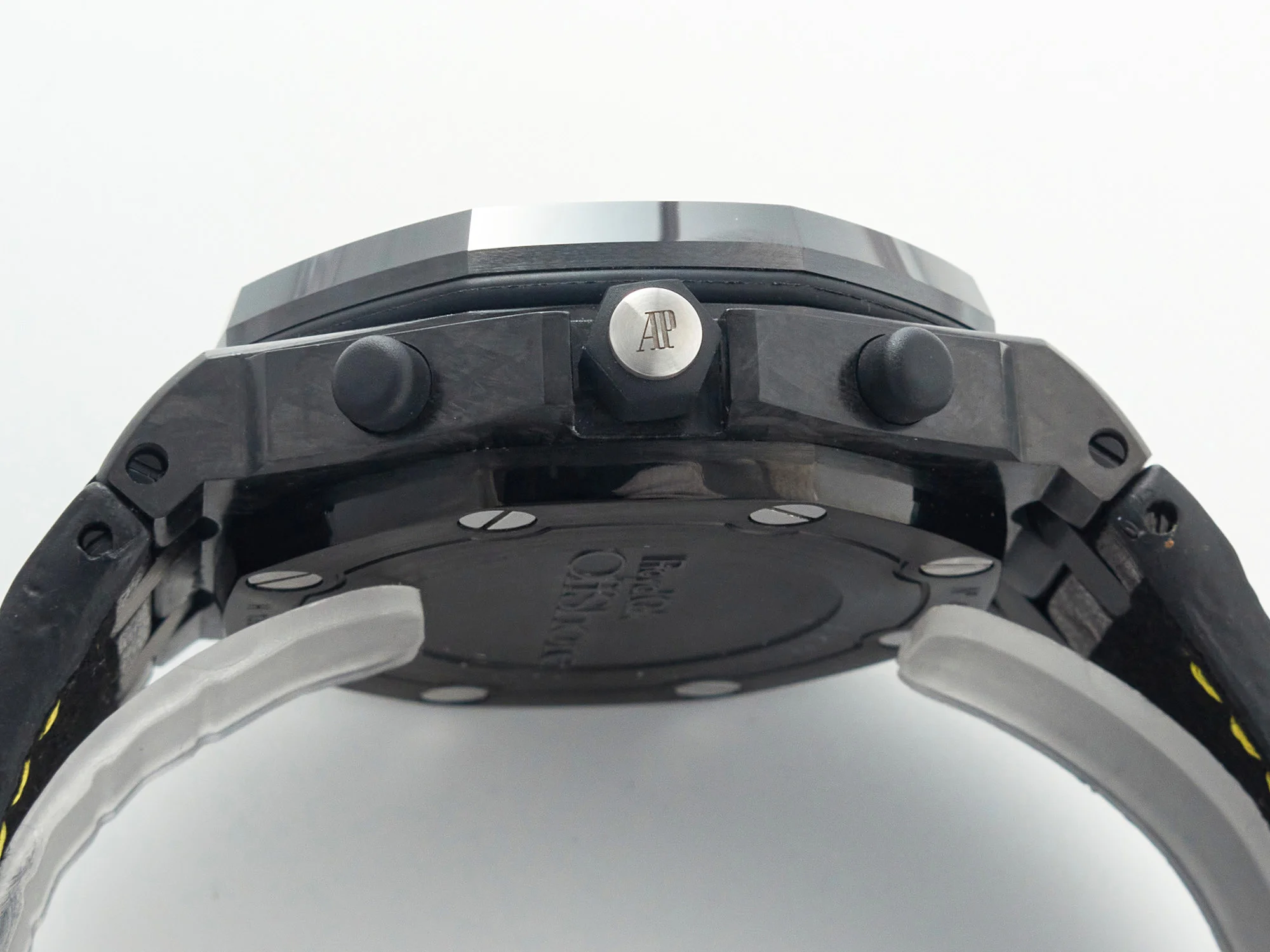 Royal Oak Offshore Bumble Bee Forged Carbon 1:1 JF Best Edition on Leather Strap A7750 w/ Cyclops & DW Mod